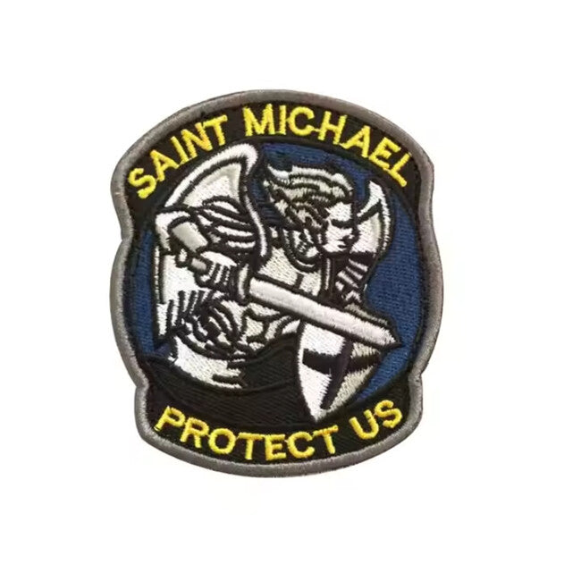 WARAGOD Saint Michael Protect Us Embroidered Patch, Yellow