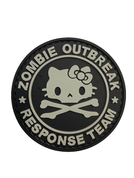 WARAGOD Zombie Outbreak Kitty PVC Patch, Black Grey