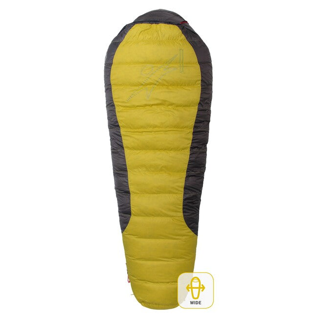 Warmpeace Viking 1200 Sleeping Bag 170 cm Wide Right Zip, Yellow/Grey/Black