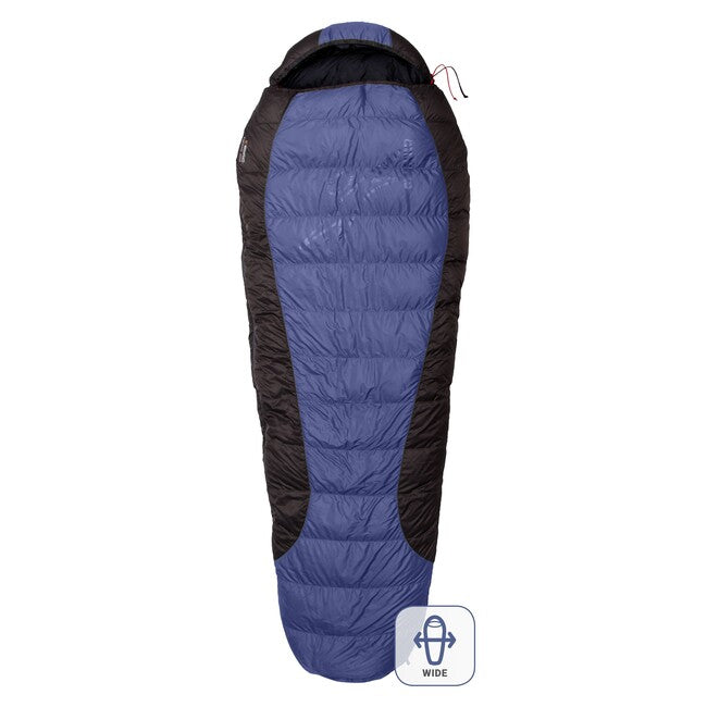 Warmpeace Viking 600 Sleeping Bag 170cm Wide Right, Shadow Blue/Grey/Black