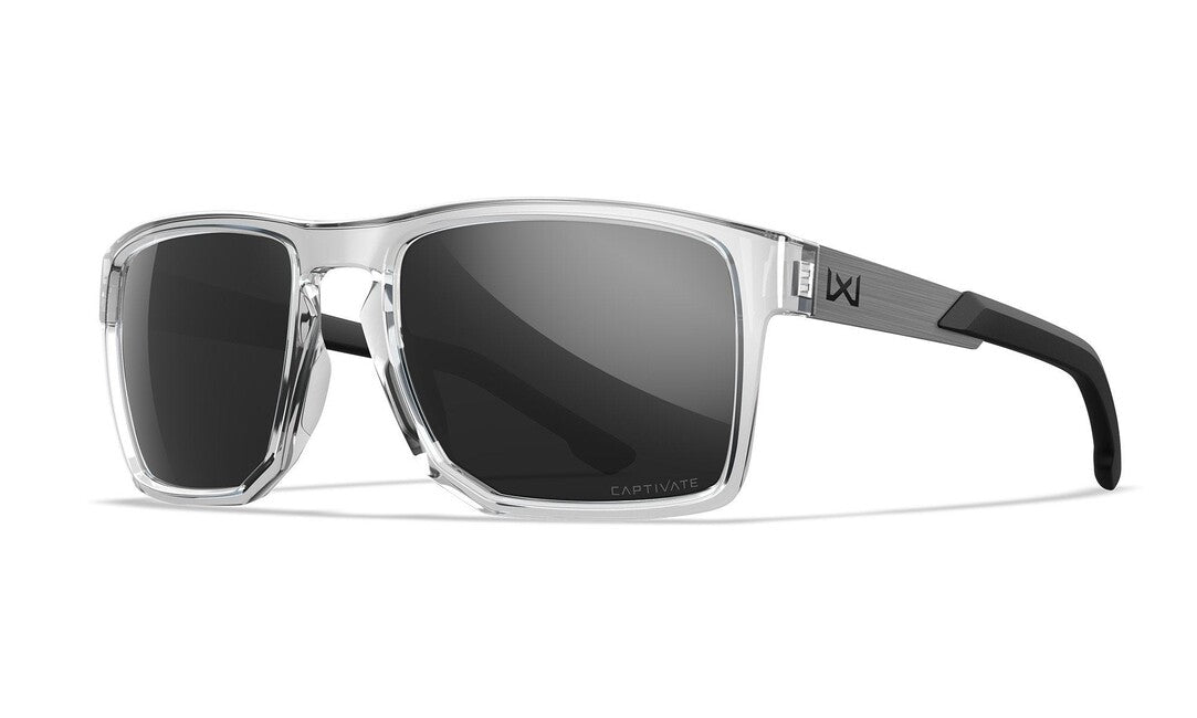 Wiley X Apex Sunglasses, Captivate Grey / Gloss Crystal Clear