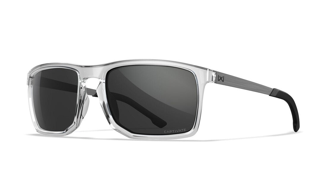 Wiley X Axe Sunglasses, Captivate Grey/Gloss Crystal Clear