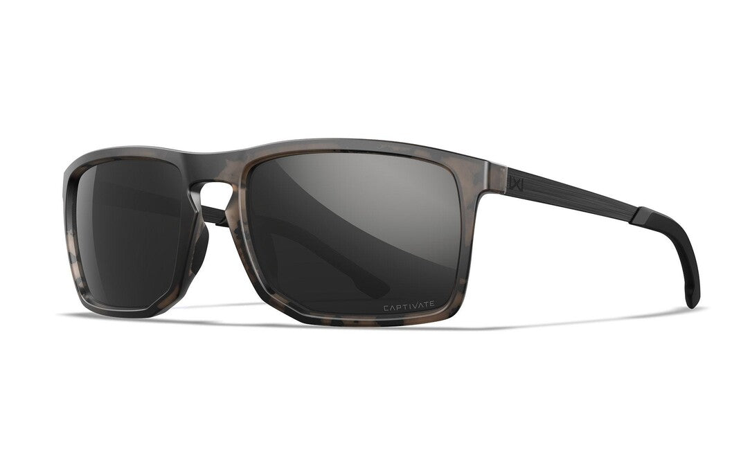 Wiley X Axe Sunglasses, Captivate Polarized Black Mirror/Matte Tortoise Brown