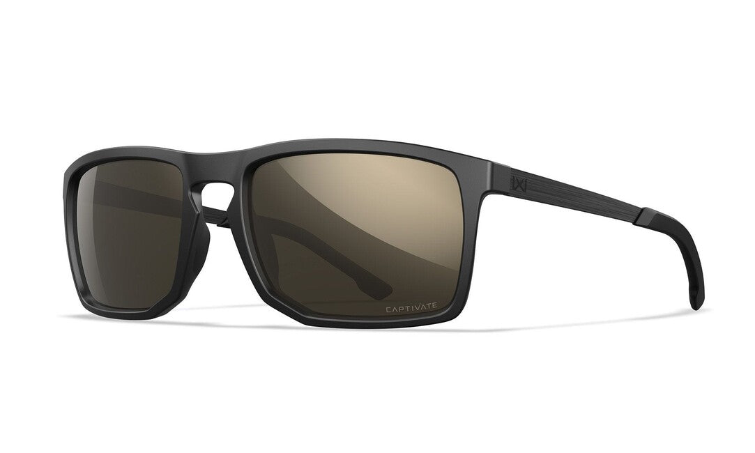 Wiley X Axe Sunglasses, Captivate Polarized Tungsten Mirror/Matte Black