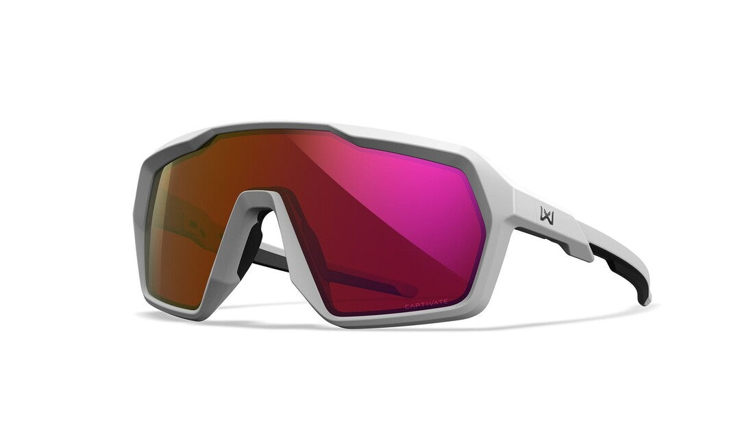 Wiley X Citadel Sunglasses, Captivate Red Mirror/Polished White