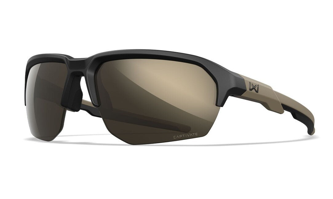 Wiley X Jackal Sunglasses, Captivate Tungsten Mirror, Matte Black/Tan