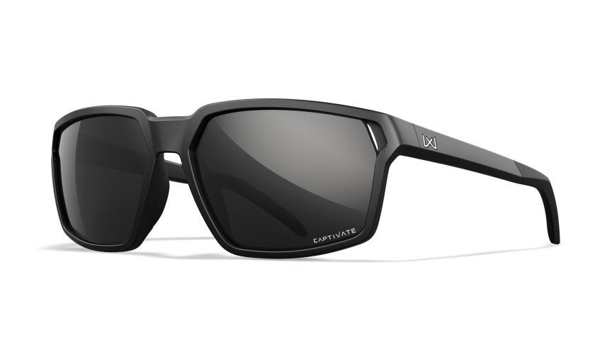Wiley X Sierra Captivate Polarized Sunglasses, Black Mirror, Matte Black