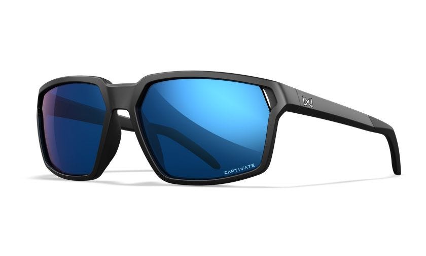 Wiley X Sierra Sunglasses, Captivate Polarized Blue Mirror, Matte Black