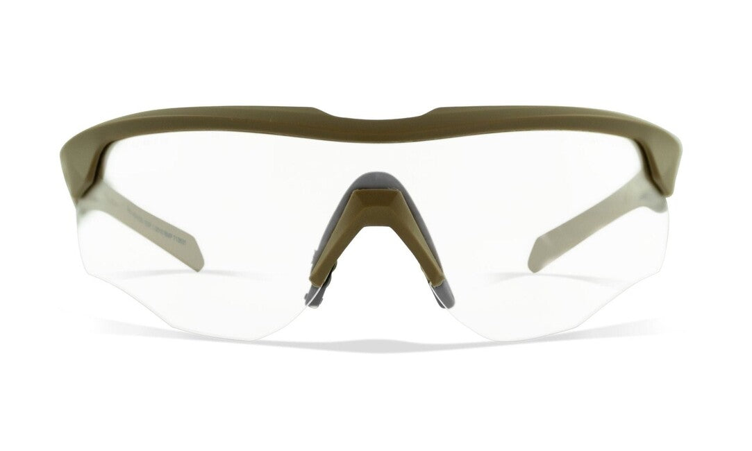 Wiley X Rogue Comm Tactical Glasses, Grey with Clear Lenses and Tan Frame