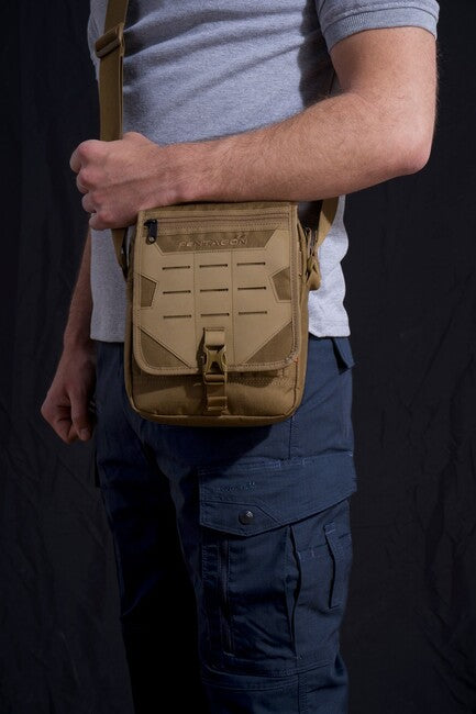 Pentagon Messenger Shoulder Bag, Black