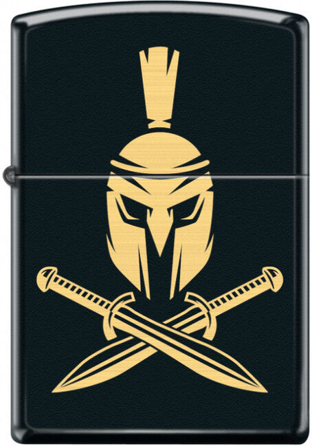 Zippo benzínový zapaľovač Helmet with Crossed Swords , čierny