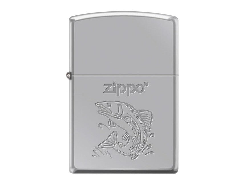 Zippo Fish Motif Lighter, Chrome
