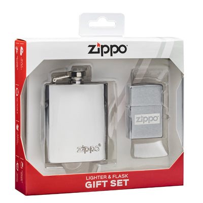 Zippo Lighter and Bottle, Chrome