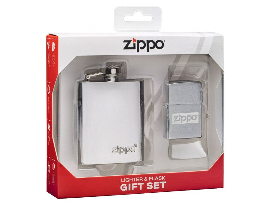 Zippo Lighter Set with Flask