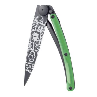 Deejo closing knife Street Collection Black Green Peace