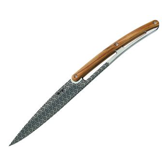 Deejo set 6 knives glossy blade olive wood Design Geometry