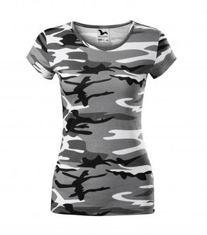 Malfini camouflage women&#039;s camouflage shirt, Gray, 150g/m2