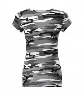 Malfini camouflage women&#039;s camouflage shirt, Gray, 150g/m2