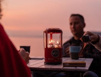 UCO portable lantern on 3 candles, red