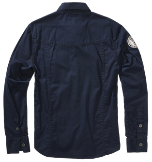 Brandit Luis Vintage Long Sleeve Shirt, Navy Blue