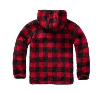 Brandit fleece hooded jacket Teddyfleece Worker, red/black