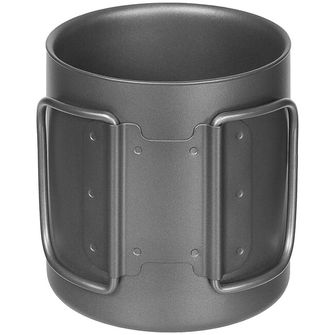 Fox Outdoor Cup, Titanium, folding handles, double-walled, ca. 300 ml