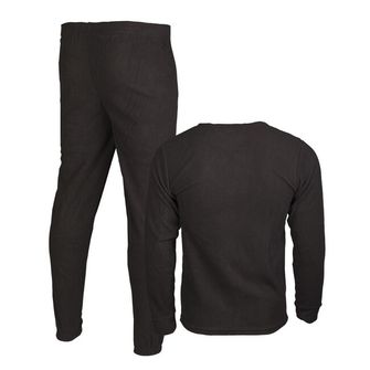 Mil-tec black fleece set of underwear with round neckline