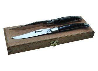Laguioioly DUB125 set of 2 knives for steaks with a horn handle