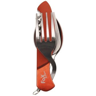 Fox Outdoor Pocket Knife Cutlery Set, 6 in 1, red, divisible