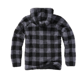 Brandit fleece hooded jacket Teddyfleece Worker, black/grey