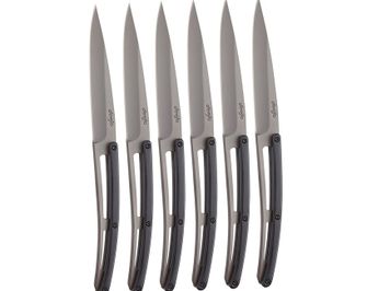 Deejo Set 6 knives Table gray titanium ebony wood