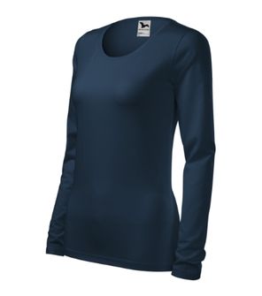 Malfini slim women&#039;s t -shirt with long sleeves, dark blue