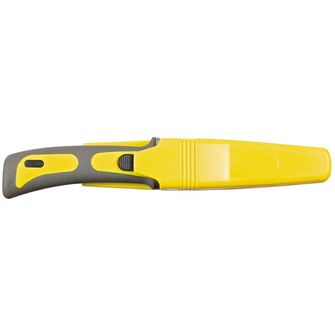 Fox Outdoor Diving Knife, yellow-black, rubber handle, sheath