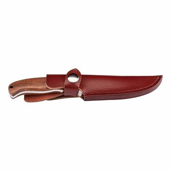 Herbertz versatile knife on belt 9 cm, damask, wood Cocobolo, leather case