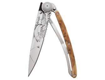 Deejo closing knife Serration Titan Wood Trout