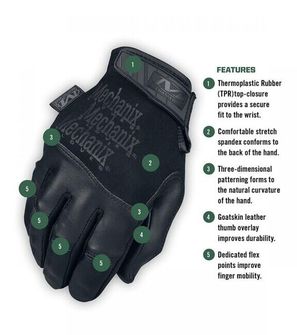 Mechanix recon leather gloves, black