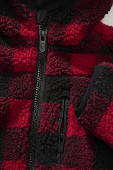 Brandit children&#039;s Teddyfleece jacket with hood, red/black