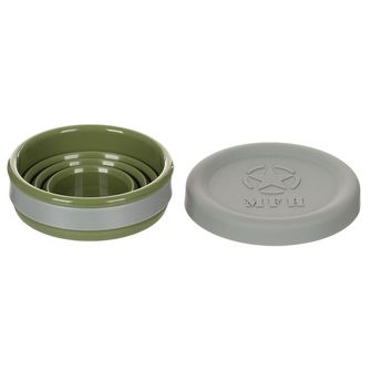 MFH Folding Cup, with lid, Silicone, OD green, 200 ml