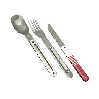 AKINOD Magnetic travel cutlery set, red mariniere-mirror finish
