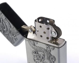 Lighter with petrol in a box, snake pattern