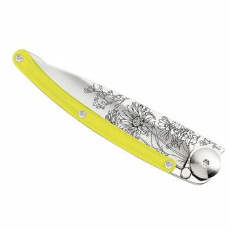 Deejo closing knife Tattoo yellow blossom &amp; quot