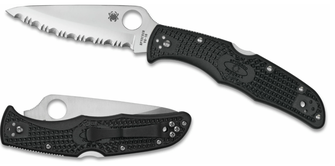 Spyderco Endura 4 Lightweight Serrated Pocket Knife 9.5cm, Black, FRN
