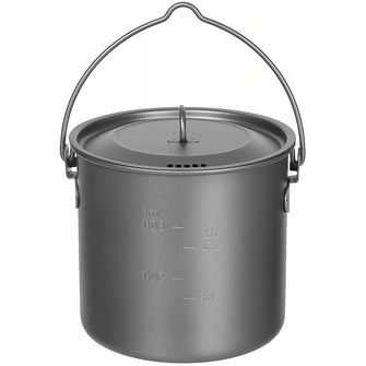 Fox Outdoor Pot, Titanium, small, with lid, folding handles, ca. 1.1 l
