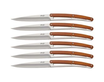 Deejo set 6 knives glossy blade Coralwood
