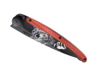 Deejo closing knife Tattoo Black Red Beech Grizzly