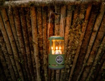 UCO portable lantern on 3 candles, green