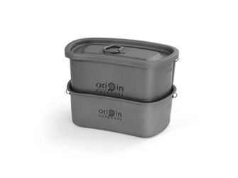 Origin Outdoors Camping Pot Set Titanium Set of pots with level indicator and hinge made of stainless steel 750 ml + 400 ml