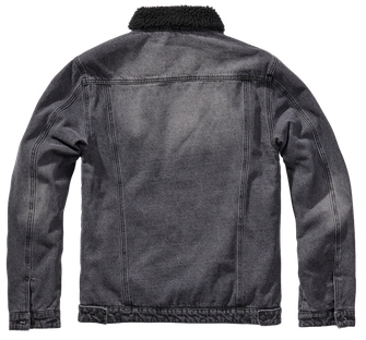 Brandit sherpa denim jacket with fur, black