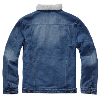 Brandit sherpa denim jacket with fur, blue