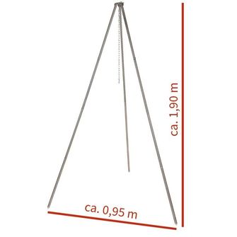 MFH folding stainless steel tripod with chain, 1.9 m